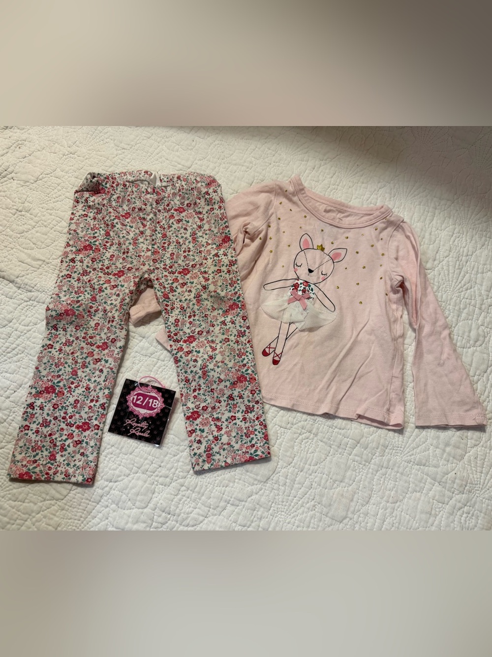 First Impressions Pink Ballerina Pajama Set with Floral Leggings